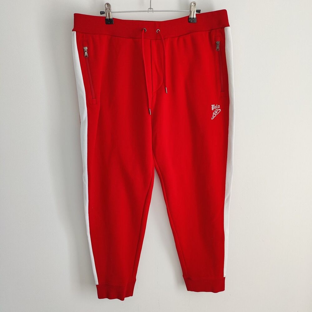 Polo Ralph Lauren Sweatpants Mens XL Red Knit Track Jogger Pants P Wing 67